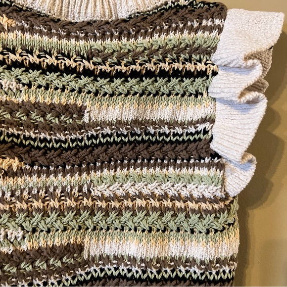 Zara Chunky Knit Ruffled Sleeve Sweater Vest size M Multicolor F1 - Picture 10 of 15
